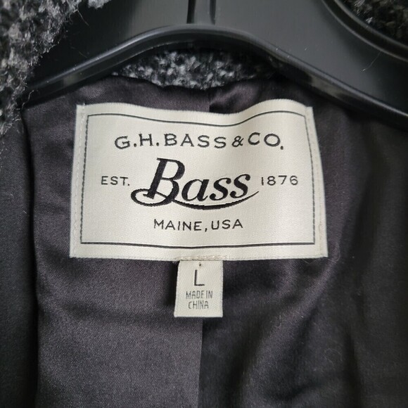 G.H. Bass & Co. Wool Knit Faux Vegan Leather Long Sleeve Tweed Knit Jacket Coat - Picture 11 of 14